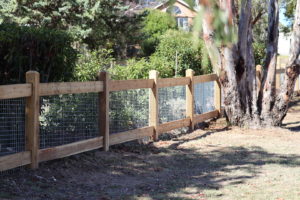 Saltram Rural Classic 3 rail with mesh infill fence