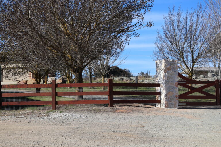 Premium Australian Ironbark - Highlander Gates - 3 rail fully morticed - finished in Natural Timber Oil - 150x150mm posts