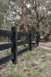 Saltram Rural Cypress Fence stained in Kentucky Horse Black