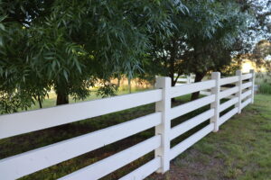 Saltram rural post and rail fence painted in white