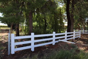 Premium Australian Cypress - Finished with White Weathershield from DULUX paint - 3 rail - morticed - 150 x 150 posts