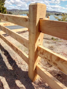 photo of fully morticed post and rail fence by Saltram Rural