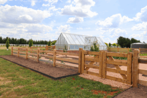Timber Post and Rail fence (3 rails) and Mudgee gate - by Saltram Rural