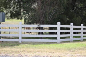 Saltram rural post and rail fence painted in white