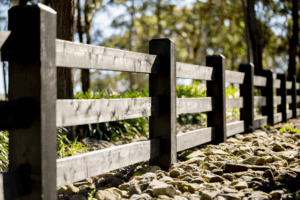 Fully Morticed Cypress Post & Rail Fence. Finished with Kentucky Horse Black - Proudly made by Saltram Rural