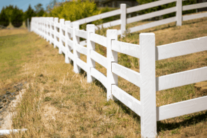 Saltram rural post and rail fence painted in white