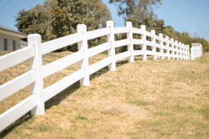 Saltram rural post and rail fence painted in white