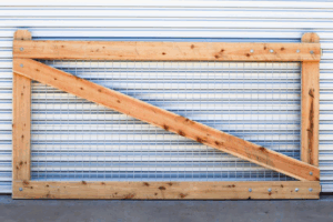 photo of The Farmstay timber and heavy gauge mesh gate from Saltram Rural