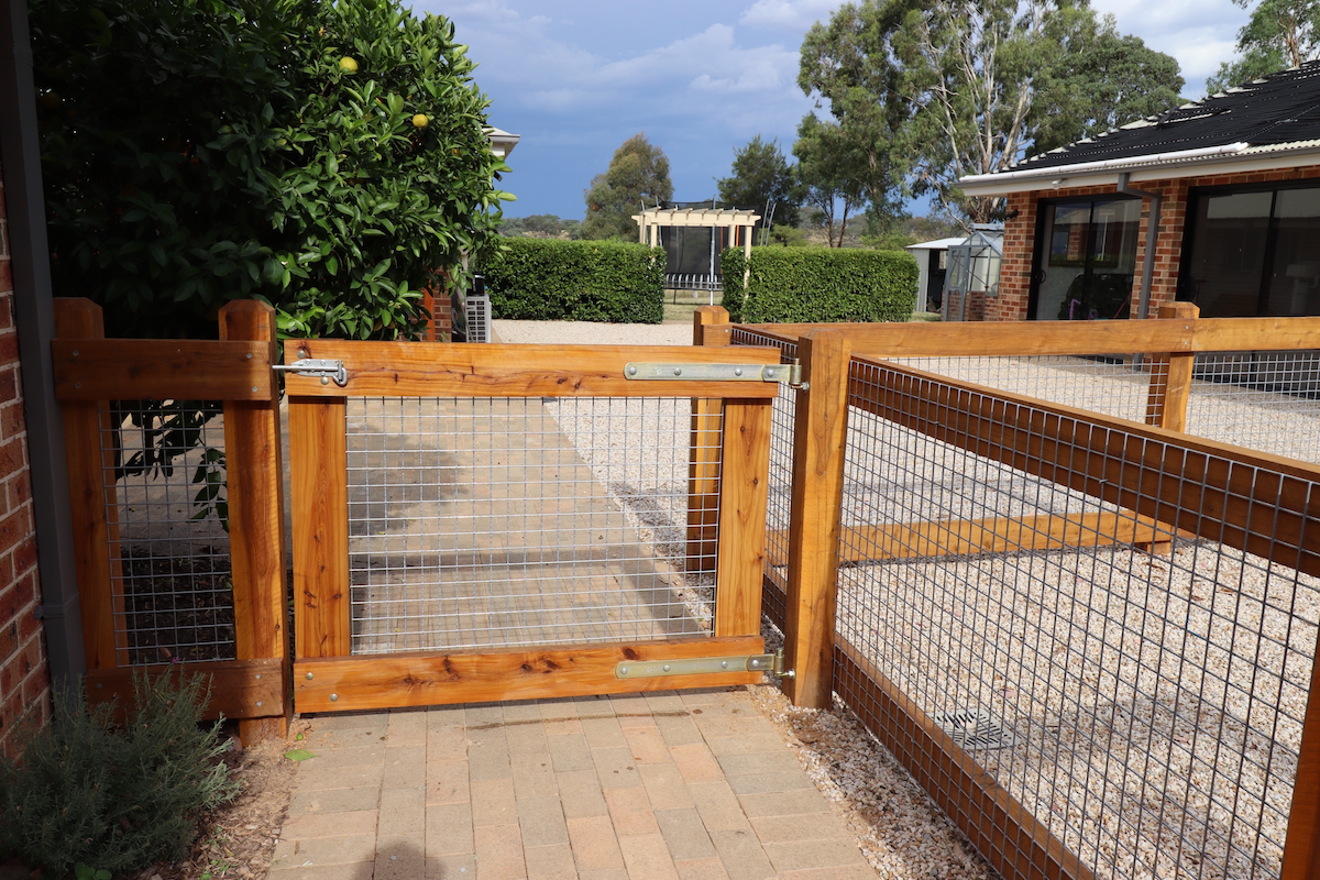 photo of The Farmstay timber personal access gate by Saltram Rural