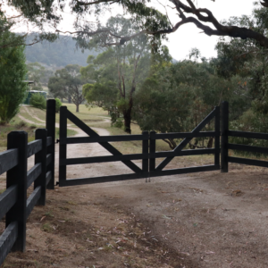 photo of The Hunter timber gates from Saltram Rural