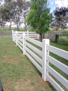 Saltram rural post and rail fence painted in white