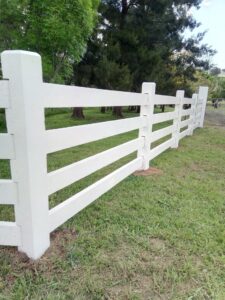 Saltram rural post and rail fence painted in white
