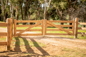Saltram Rural - Morticed post & rail fence - pair 'The Mudgee' Gates