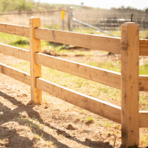 Photo of Saltram Rural raw, unfinished timber morticed post and rail fence