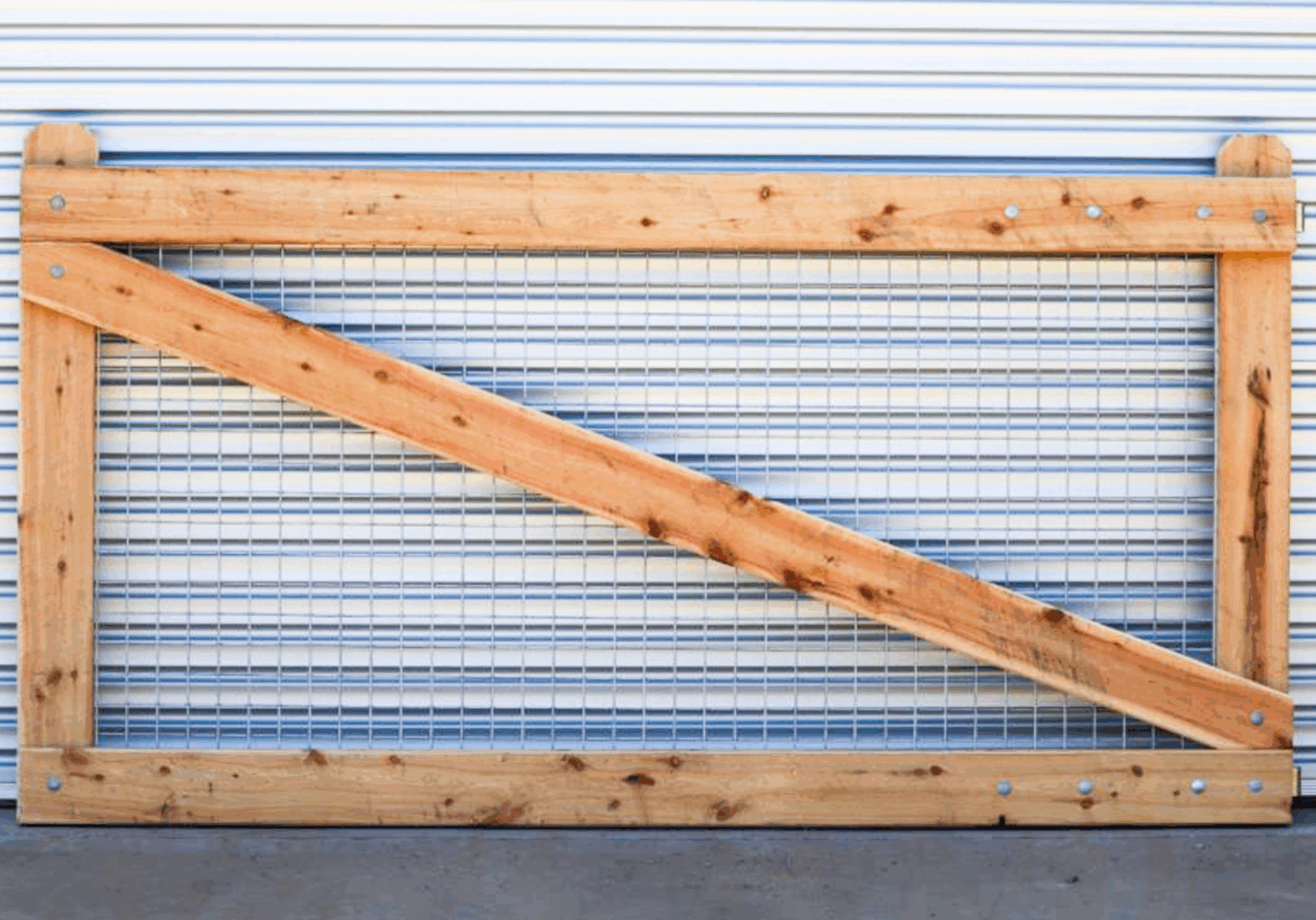 photo of The Farmstay timber and heavy gauge mesh gate from Saltram Rural